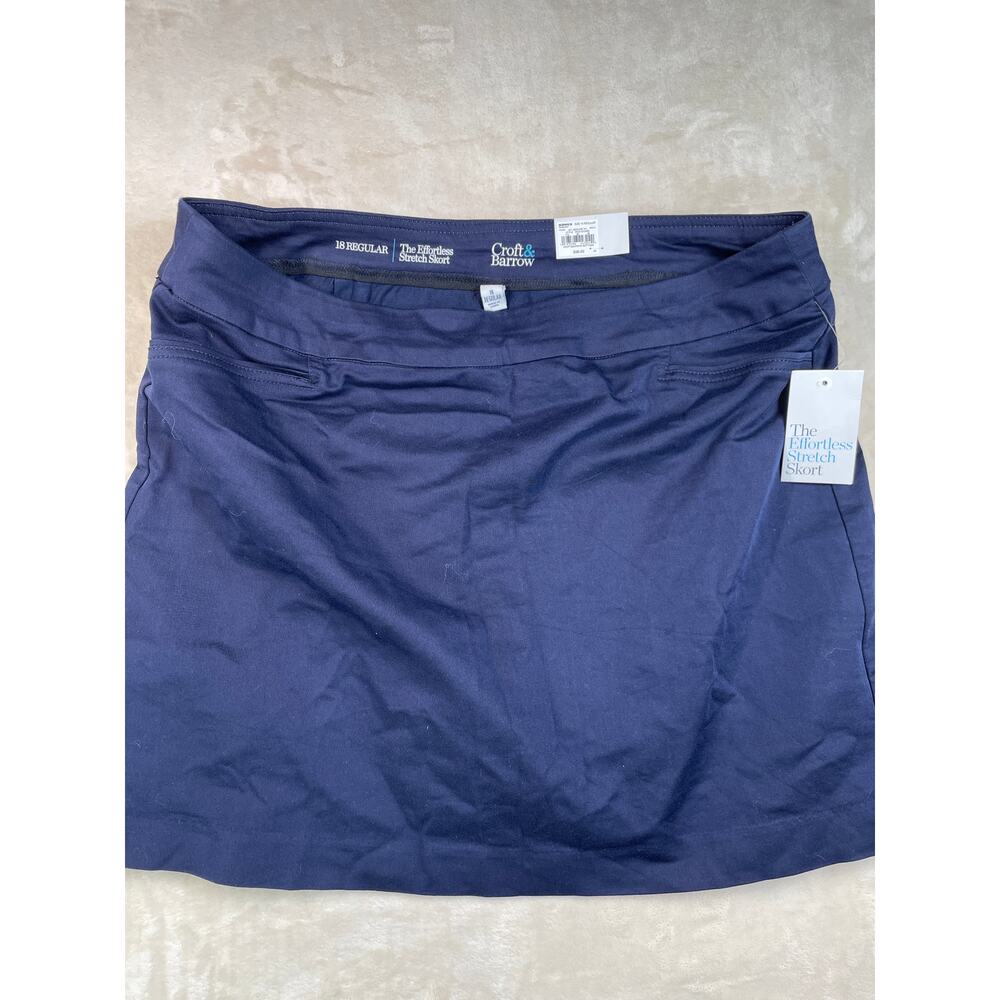 NWT Croft & Barrow Womans 18 Navy Blue Straight Slimming Skort